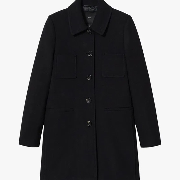 Mango Recycled Wool Coat Black Size M NWT - Picture 2 of 7